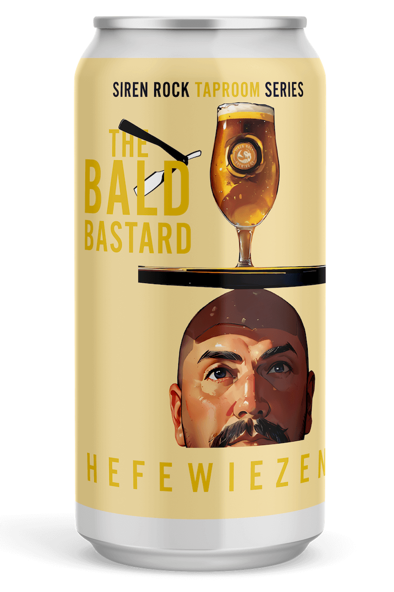 Siren Rock Brewery 12oz can of the Bald Bastard Hefeweizen