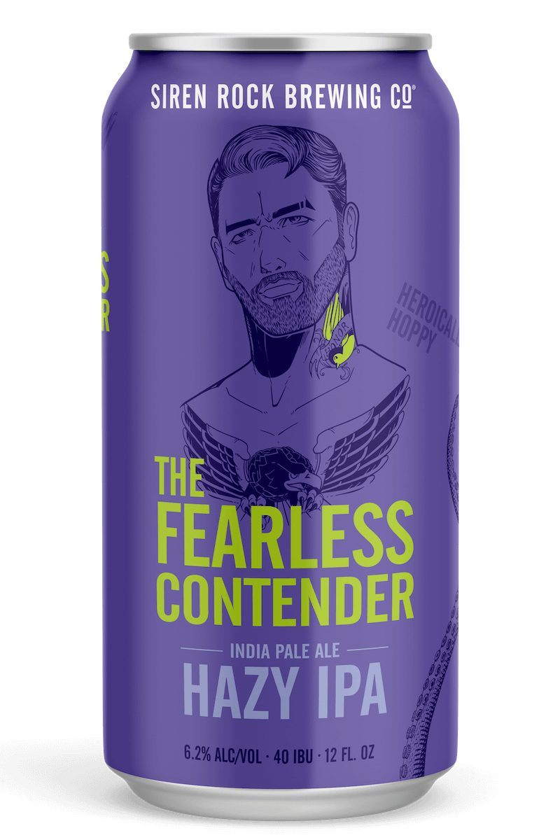 Siren Rock Brewery 12oz can of the Fearless Contender Hazy IPA