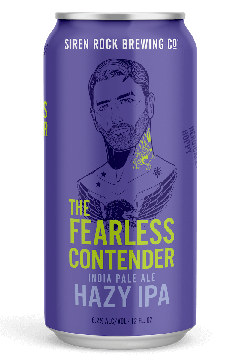 Siren Rock Brewery 12oz can of the Fearless Contender Hazy IPA