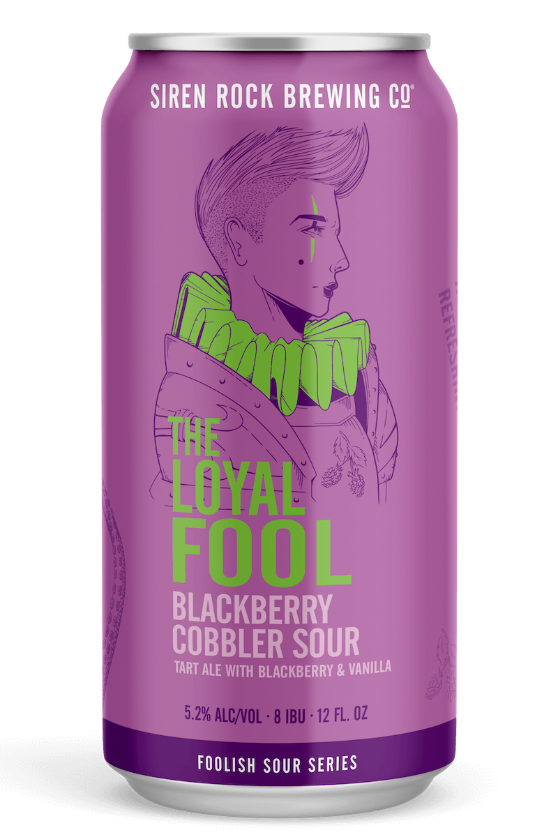 Siren Rock Brewery 12oz can of the Loyal Fool Blackberry Cobbler Sour