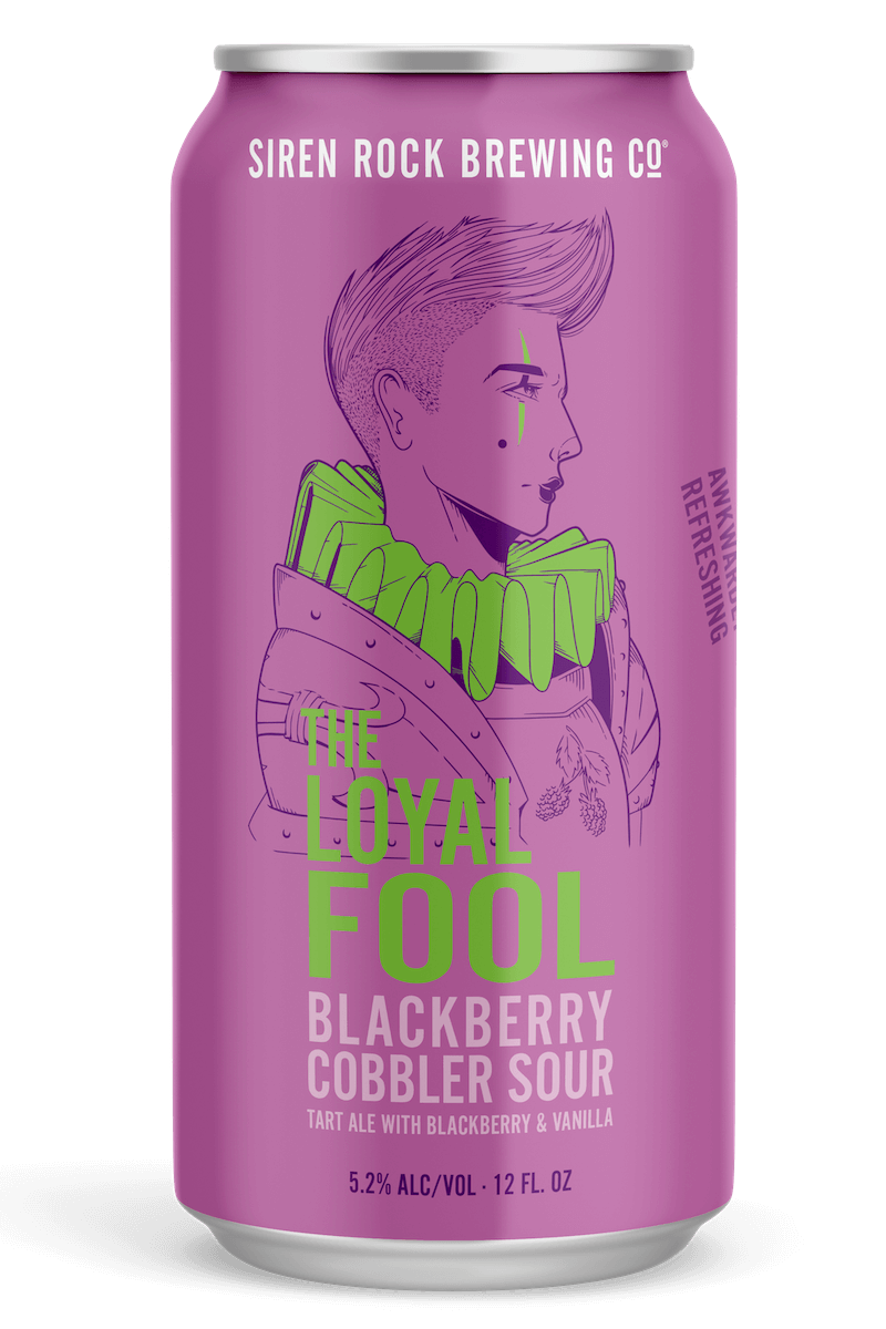 Siren Rock Brewery 12oz can of the Loyal Fool Blackberry Cobbler Sour