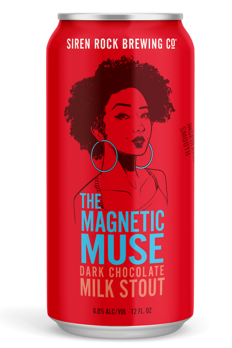 Siren Rock Brewery 12oz can of the Magnetic Muse Chocolate Milk Stout