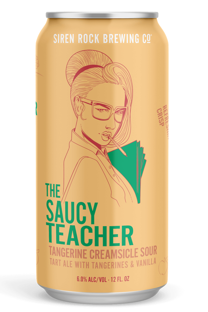 Siren Rock Brewery 12oz can of the Saucy Teacher Tangerine Creamsicle Sour